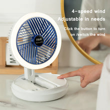 Load image into Gallery viewer, USB Charging Foldable Table Fan Wall Mounted Hanging Ceiling Fan With LED Light 4 Speed Adjustable For Home Room Air Cooler Fan