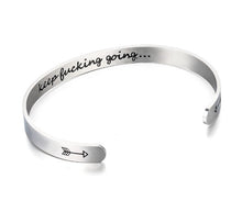 Load image into Gallery viewer, Mantra Bracelet With Quotes Stainless Steel Cuff Inspirational Jewelry Graduation Gift