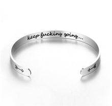 Load image into Gallery viewer, Mantra Bracelet With Quotes Stainless Steel Cuff Inspirational Jewelry Graduation Gift