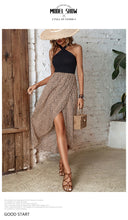 Load image into Gallery viewer, New European And American Summer Women&#39;s Leopard Print Halter Irregular Slit Dress