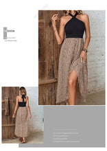 Load image into Gallery viewer, New European And American Summer Women&#39;s Leopard Print Halter Irregular Slit Dress