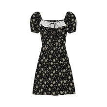 Load image into Gallery viewer, Black Floral Dress Summer French Slit