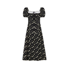 Load image into Gallery viewer, Black Floral Dress Summer French Slit