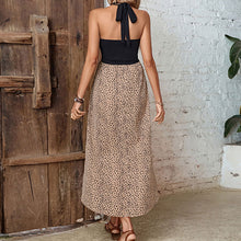 Load image into Gallery viewer, New European And American Summer Women&#39;s Leopard Print Halter Irregular Slit Dress