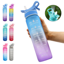 Load image into Gallery viewer, 1000ML Plastic Spray Water Bottle Scrub Bounce Cover Straw Space Cup Sports Water Bottle