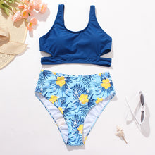 Load image into Gallery viewer, Ladies High Waist Solid Color Printed Swimsuit